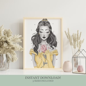 Beauty and the Beast Digital Art Print - Belle, Instant Download