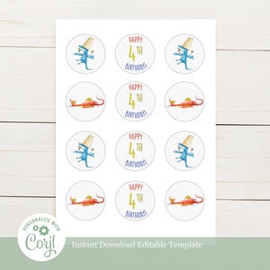 Dragons and Tacos Cupcake Toppers - Editable Template