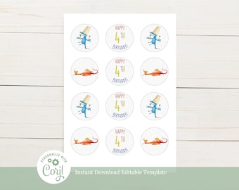 Dragons and Tacos Cupcake Toppers - Editable Template