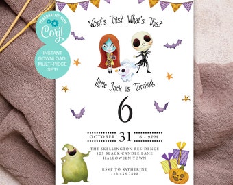Invitación para fiesta de cumpleaños de Pesadilla antes de Navidad, descarga instantánea