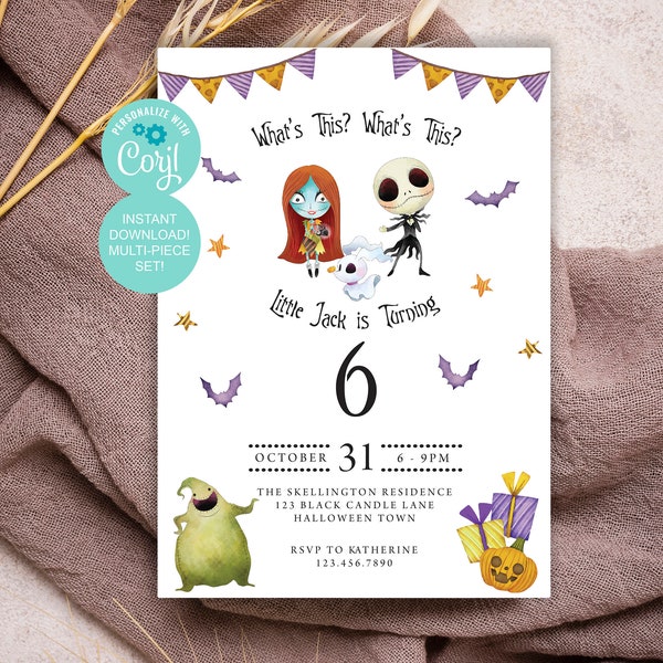 Nightmare Before Christmas Birthday Party Invitation, Nightmare Before Christmas Birthday Party, Instant Download