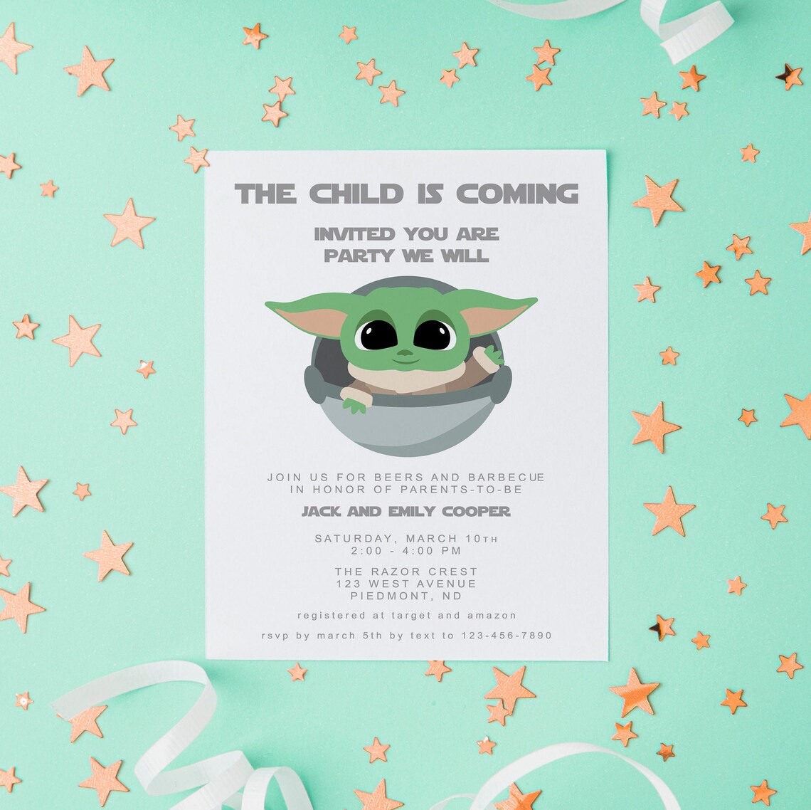 Baby Yoda Baby Shower Baby Yoda Shower the Child Invitation Etsy