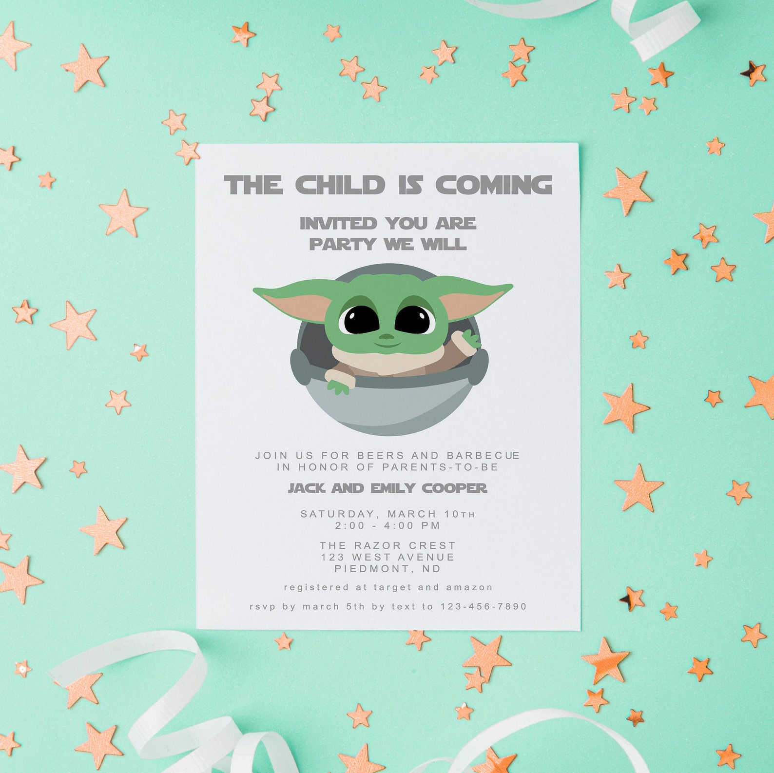 Baby Yoda Baby Shower Baby Yoda Shower the Child Invitation Etsy