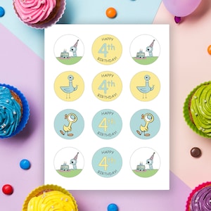 The Pigeon and Duckling Birthday Party Cupcake Toppers