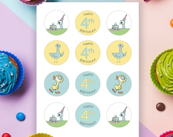 The Pigeon and Duckling Birthday Party Cupcake Toppers