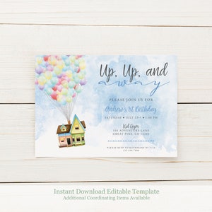 DIY Up and Away Birthday Party Invitation