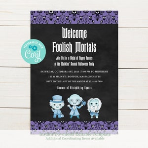 DIY Hitchhiking Ghosts Haunted Mansion Halloween Party Invitation, Haunted Mansion Birthday Invitation, Instant Download