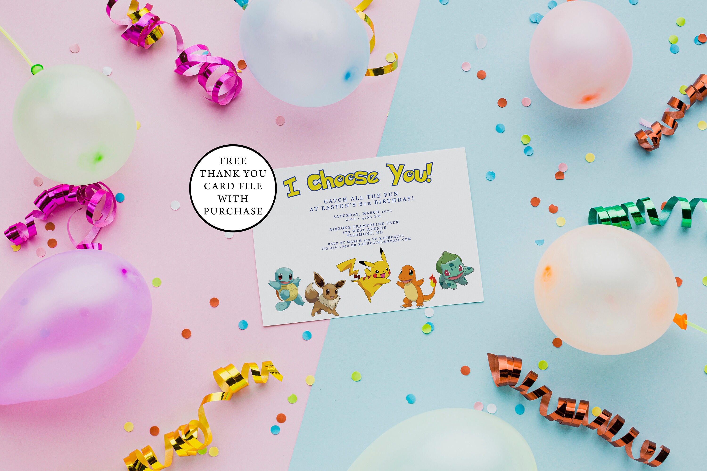 Pokemon Birthday Party Invitation Pokemon Party Pikachu Invitation Digital Pokemon Invitation