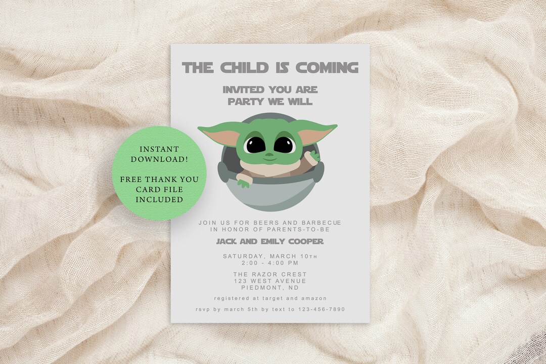 DIY Template Baby Yoda Baby Shower, Baby Yoda Shower, the Child