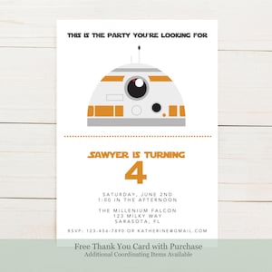 BB-8 Inspired Star Wars Birthday Party Invitation