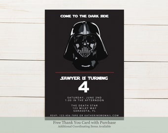 Darth Vader Star Wars Birthday Party Invitation