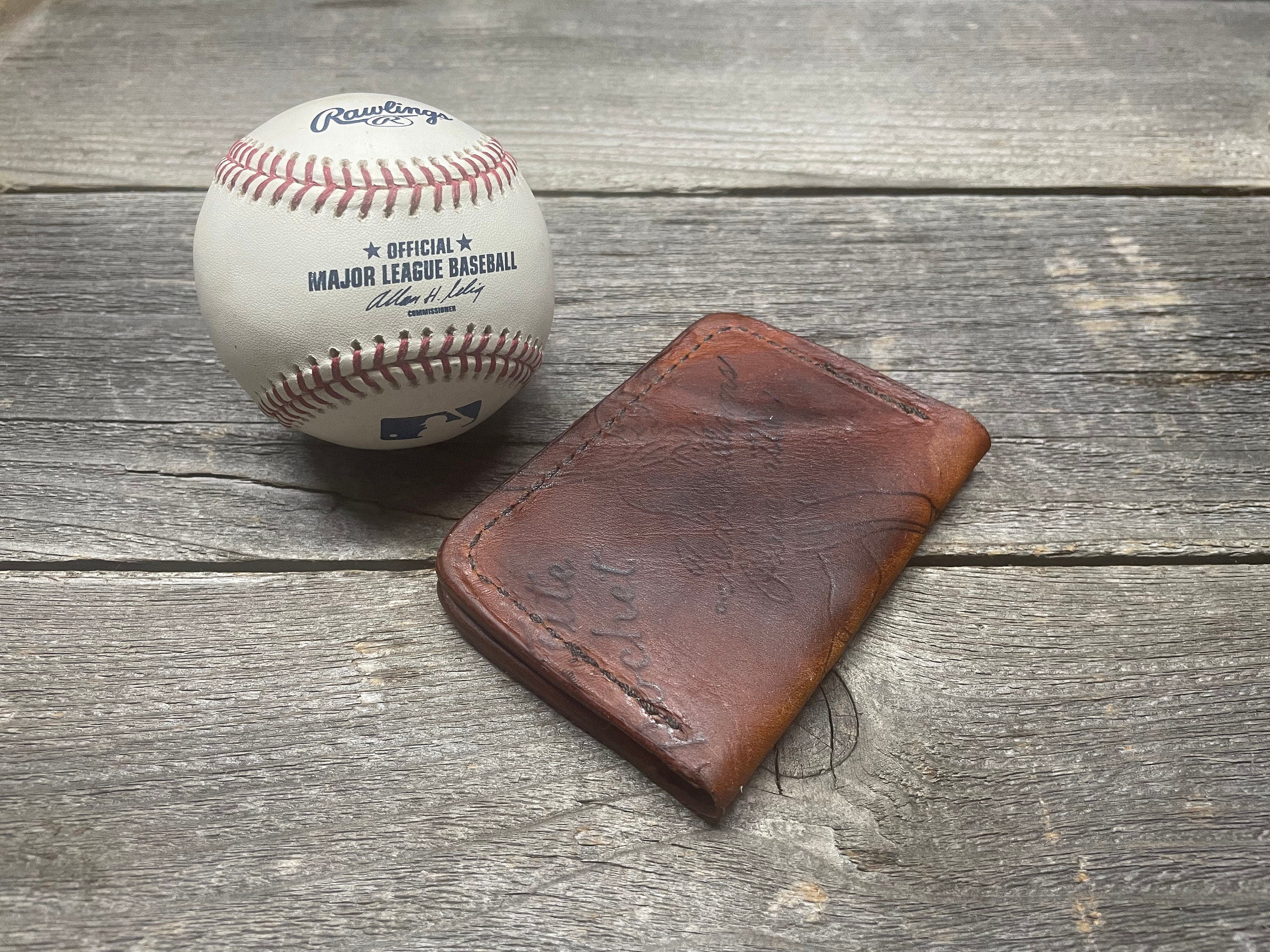 Stan Musial Baseball Glove Leather Wallet Minimalist Leather 