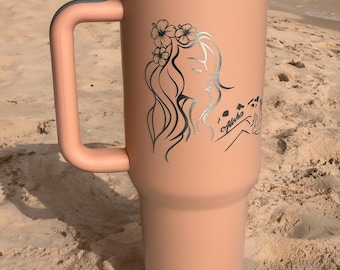Aloha Wahine Engraved Tumbler: 40oz Insulated Hawaiian Girl Cup