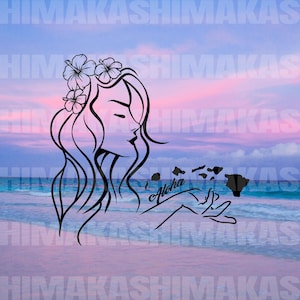 Aloha Wahine Vinyl Decal Hawaiian Island Decal Hibiscus Flower Sticker for Car Decal for Truck Polynesian Decal for Outdoor Waterproof Decal