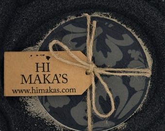 Laser Engraved Hawaiian Hibiscus Slate Set