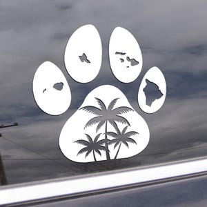 Hawaii Pet Lovers Hondenpoot Vinyl Decal voor Auto Sticker voor Truck Sticker voor Cadeau Outdoor Waterdichte Sticker Tropische Sticker voor Muur Home Decor