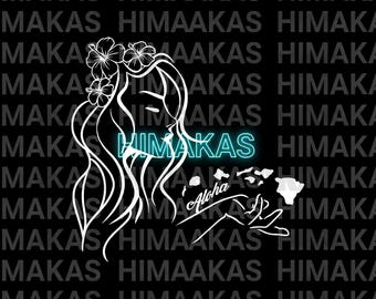 Aloha Wahine Vinyl Decal: Hawaiian Hibiscus Flower Car/Laptop Sticker