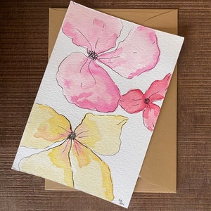Dames Rakete - Original handgemachte Postkarte mit Umschlag / NOT A PRINT / Blumen / Tusche & Aquarell / Linien / Simple nature /
