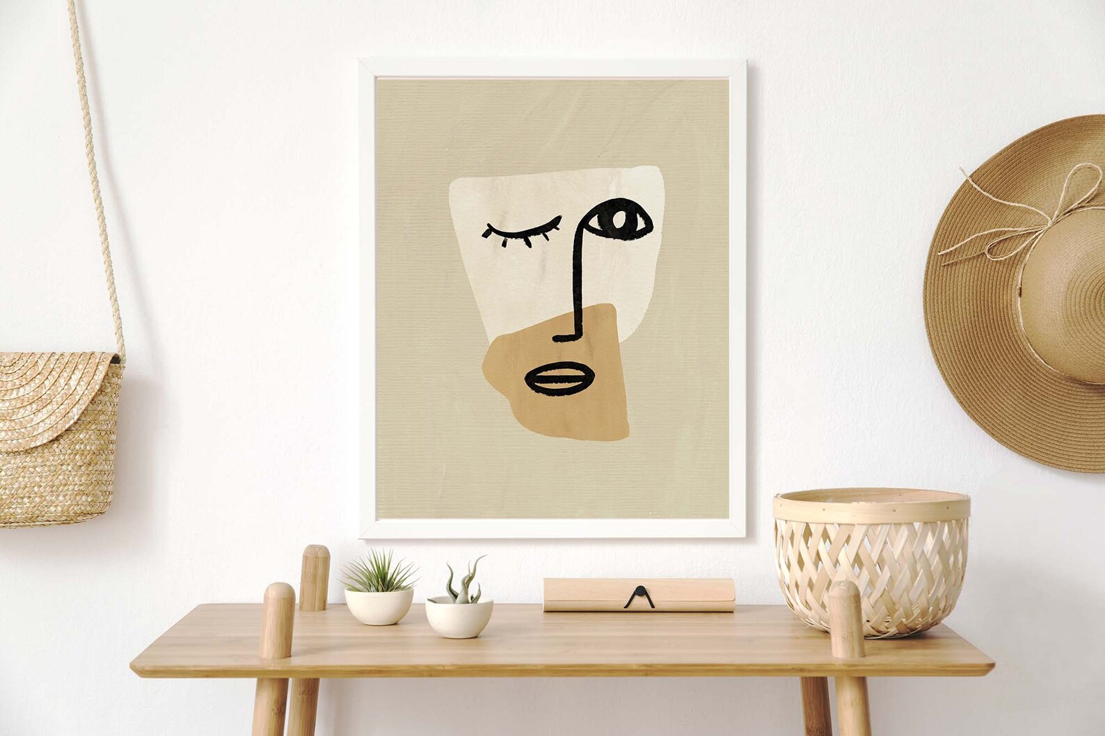 Abstract Face Wall Art Modern Art Neutral Print Etsy
