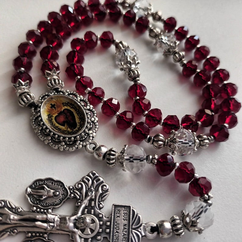Sacred Heart of Jesus Catholic Rosary with Forgiveness Crucifix - Sacred Heart of Jesus Catholic Rosary- image 1