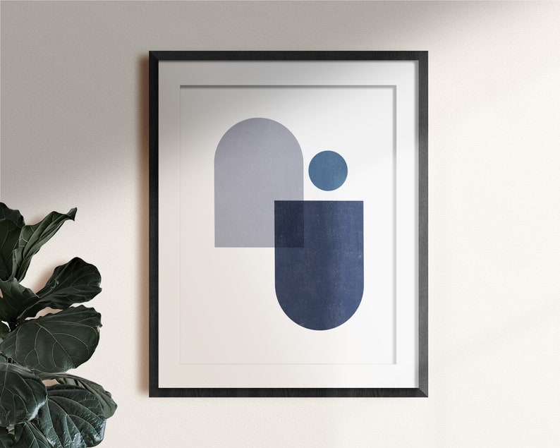 Geometric Dark Blue Printable Minimal Decor Mid Century Modern Print Scandinavian Digital Decor Instant Download Print Nursery Wall Art image 4