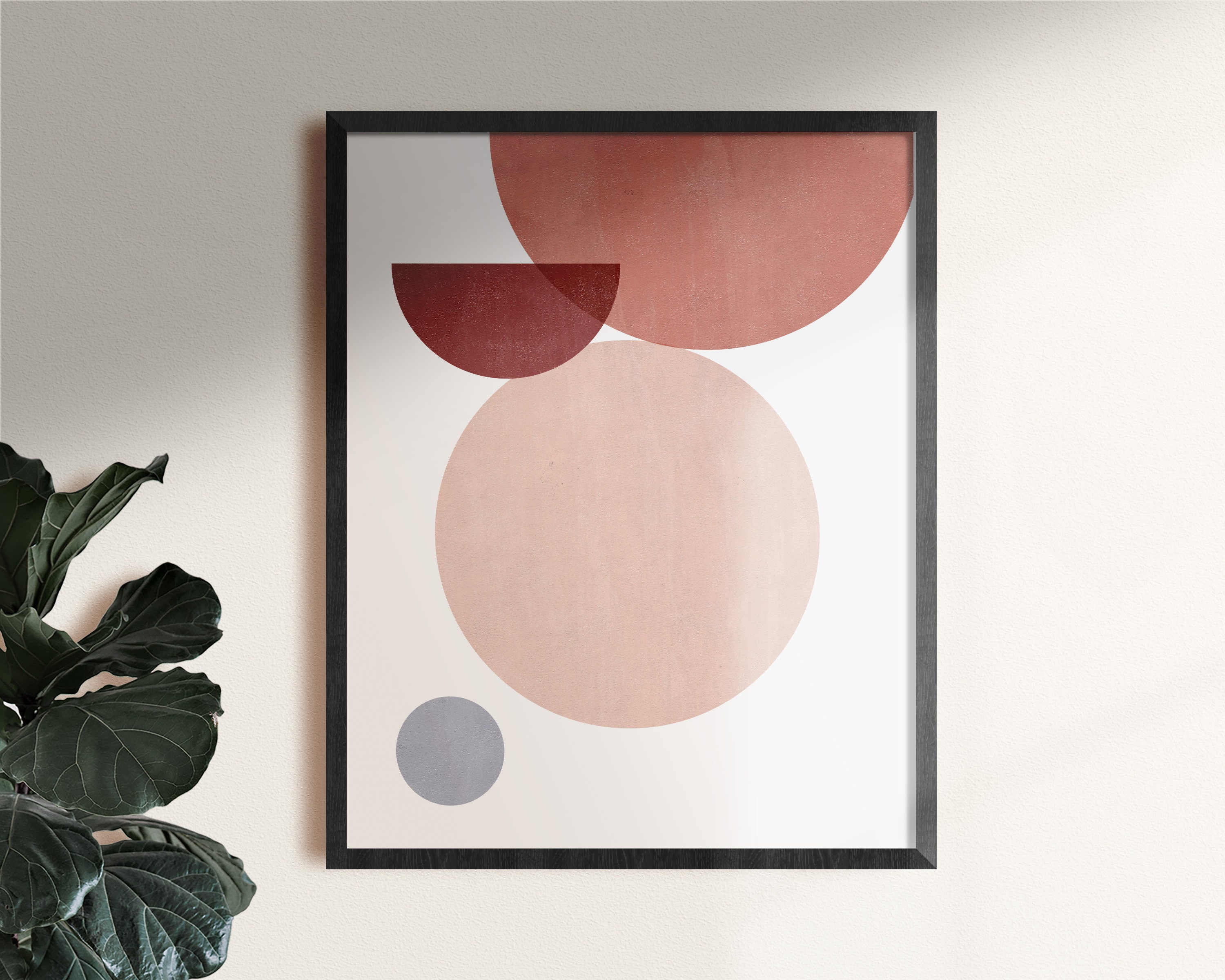 Pink Abstract Shapes Printable Mid Century Modern Print Geometric Wall ...