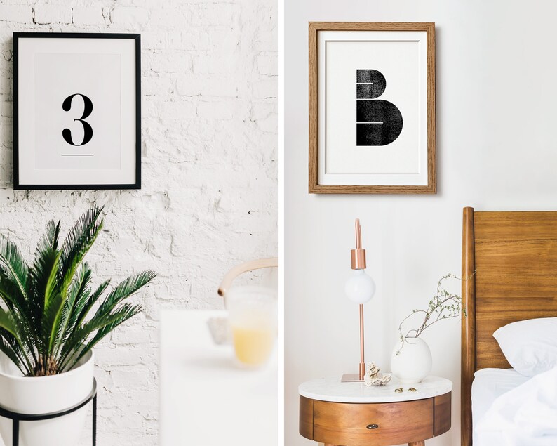 NUMBER THREE 3 Styles and 4 Colours Modern Wall Art Printable Minimal ...