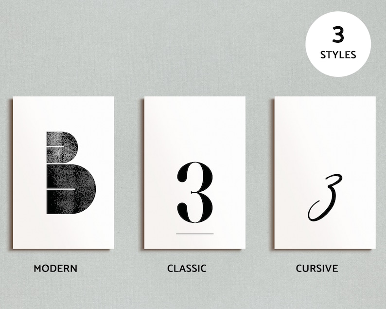 NUMBER THREE 3 Styles and 4 Colours Modern Wall Art Printable Minimal ...