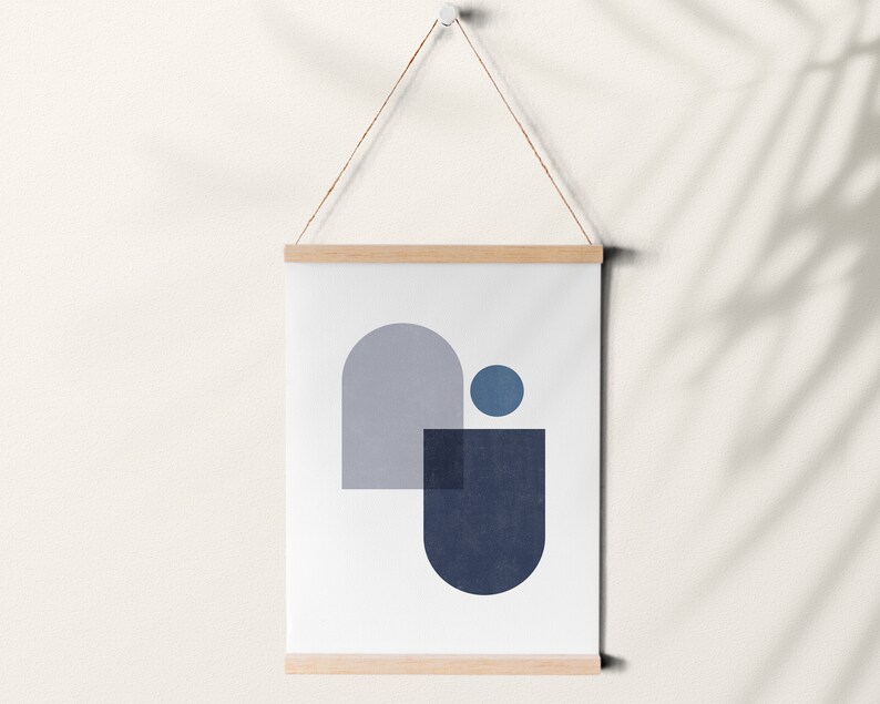 Geometric Dark Blue Printable Minimal Decor Mid Century Modern Print Scandinavian Digital Decor Instant Download Print Nursery Wall Art image 3