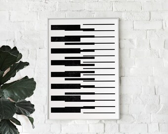 Piano Geometric Abstract Printable Mid Century Modern Print Wall Art Digital Line Art Modern Decor Instant Download Print Black and White