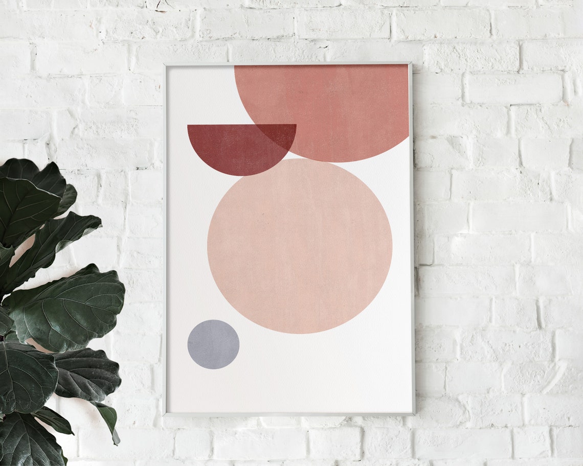 Pink Abstract Shapes Printable Mid Century Modern Print Geometric Wall ...