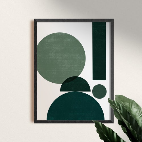 Graphic Green Printable Geometric Mid Century Modern Wood Etsy