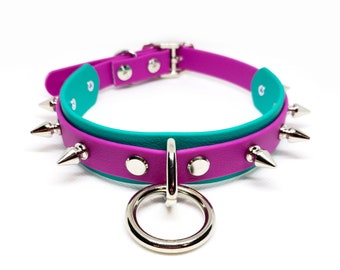 ONYX SINISTER collar in teal vegan leather (color options)