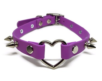 AORTA SINISTER heart collar in orchid vegan leather