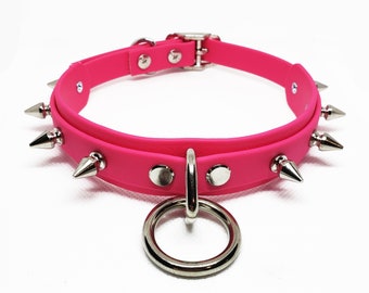 ONYX SINISTER collar in magenta vegan leather (color options)