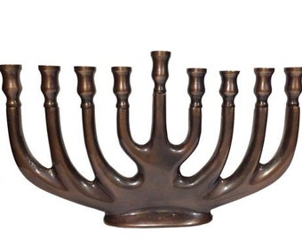 Recycled Metal Hannukaih/ Hand-Made Hanukkah Menorah/Traditional Jewish Ceremonial Art/ 9 Branched Hannukah Candelabrum/Chanukah Menorah