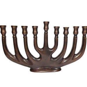 Recycled Metal Hannukaih/ Hand-Made Hanukkah Menorah/Traditional Jewish Ceremonial Art/ 9 Branched Hannukah Candelabrum/Chanukah Menorah