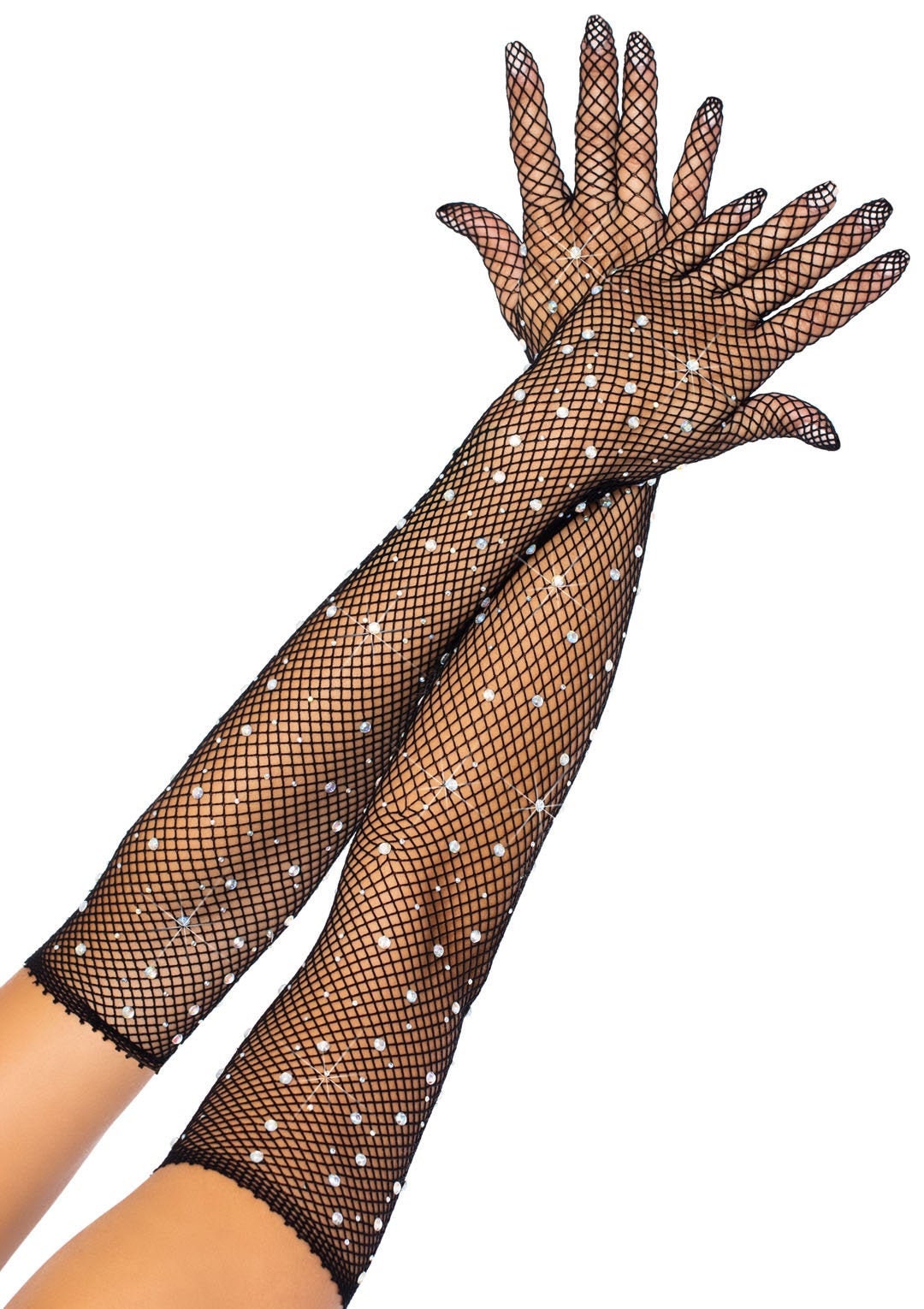 Black Rhinestone Gloves by Leg Avenue Oslong Elegant Etsy