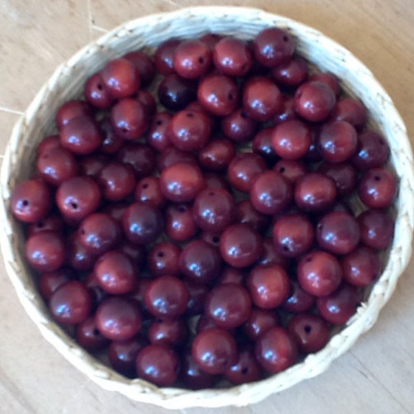 7MM Round Tagua Beads with 1.5mm Drilled Hole/ Fair Trade Imported from Ecuador/ Handmade Vegetable Ivory Beads/Round Hand-Dyed Beads