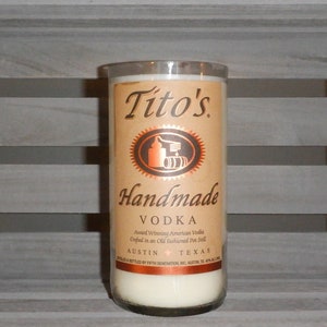 Tito&#39;s vodka, Tito&#39;s vodka bottle candle, vodka bottle candle, Tito&#39;s candle, Man cave candle, liquor bottle candle, BYOC Candle company