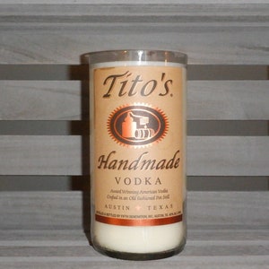 Tito's vodka, Tito's vodka bottle candle, vodka bottle candle, Tito's candle, Man cave candle, liquor bottle candle, BYOC Candle company