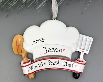 Chef Personalized Christmas Ornament, Chef's Hat Ornament, Baker Personalized Ornament, Best Cook Christmas Ornament, Custom Gift for Chef