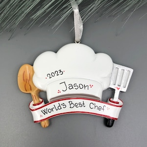 Chef Personalized Christmas Ornament, Chef&#39;s Hat Ornament, Baker Personalized Ornament, Best Cook Christmas Ornament, Custom Gift for Chef