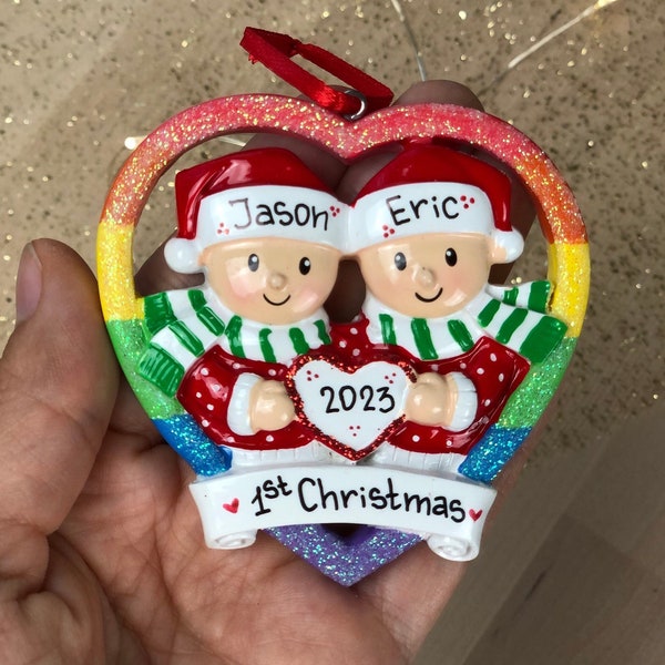 Gay Couple Ornament, Personalized Gay Ornament, Gay Couple Christmas Keepsake, Personalized Same-Sex Couple Gift