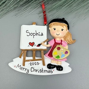 Artist Ornament, Personalized Artist Ornament, Girl Artist Ornament, Personalized Christmas Ornaments