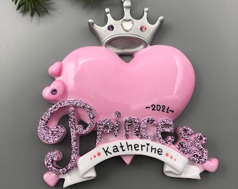 Princess Personalized Christmas Ornament, Hand Personalized Christmas Ornament