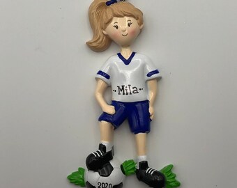 girl soccer ornament