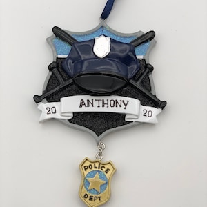 Personalized Police Ornament, Policeman Ornament, Police Badge Ornament, Police Officer Personalized Ornament, Police Man Ornament