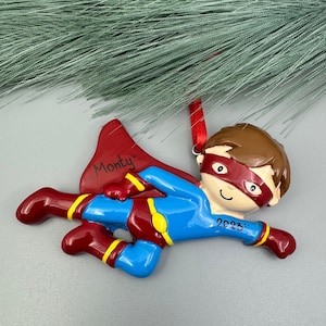 Superhero Ornament, Superhero Boy Ornament, Super Hero Ornament, Superhero Personalized Ornament