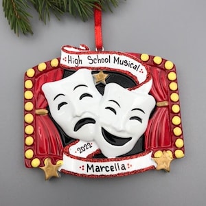 Drama Ornament, Theatre Ornament, Theater Personalized Christmas Ornament, Tragedy And Comedy Theater Ornament